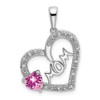 Lex & Lu 14k White Gold Pink Sapphire and Diamond Heart Pendant LAL3218 - Lex & Lu