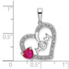 Lex & Lu 14k White Gold Ruby and Diamond Heart Pendant LAL3219 - 3 - Lex & Lu