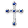 Lex & Lu 10k White Gold Sapphire Cross Pendant - Lex & Lu