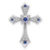 Lex & Lu 14k White Gold Sapphire and Diamond Cross Pendant - Lex & Lu