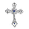 Lex & Lu 14k White Gold Sapphire and Diamond Cross Pendant - 4 - Lex & Lu