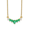 Lex & Lu 14k Yellow Gold Emerald and Diamond Necklace LAL3245 - Lex & Lu