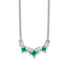 Lex & Lu 14k White Gold Emerald and Diamond Necklace LAL3250 - Lex & Lu