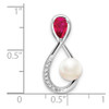 Lex & Lu 14k White Gold Ruby, Pearl and Diamond Pendant - 3 - Lex & Lu