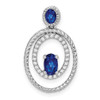 Lex & Lu 14k White Gold Sapphire and Diamond Pendant LAL3442 - Lex & Lu