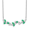 Lex & Lu 14k White Gold Emerald and Diamond Necklace LAL3487 - Lex & Lu