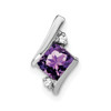 Lex & Lu 10k White Gold Amethyst and Diamond Pendant LAL3521 - Lex & Lu