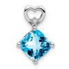 Lex & Lu 14k White Gold Blue Topaz and Diamond Pendant LAL3535 - Lex & Lu