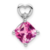 Lex & Lu 14k White Gold Created Pink Sapphire and Diamond Pendant LAL3539 - Lex & Lu