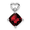 Lex & Lu 14k White Gold Garnet and Diamond Pendant LAL3542 - Lex & Lu