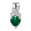 Lex & Lu Sterling Silver Created Emerald and Diamond Pendant LAL3561 - Lex & Lu