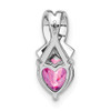 Lex & Lu Sterling Silver Created Pink Sapphire and Diamond Pendant LAL3563 - 3 - Lex & Lu