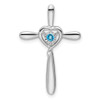 Lex & Lu 10k White Gold Blue Topaz Cross Pendant - Lex & Lu