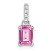 Lex & Lu 10k White Gold Created Pink Sapphire and Diamond Pendant LAL3622 - Lex & Lu