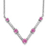 Lex & Lu 14k White Gold Lab Grown Diamond & Created Pink Sapphire Necklace - Lex & Lu