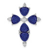 Lex & Lu 14k White Gold Lab Grown Diamond & Created Blue Sapphire Pendant LAL3690 - Lex & Lu