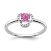 Lex & Lu 10k White Gold Created Pink Sapphire and Diamond Ring - Lex & Lu