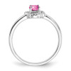 Lex & Lu 10k White Gold Created Pink Sapphire and Diamond Ring - 2 - Lex & Lu