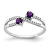 Lex & Lu 14k White Gold Two-stone Amethyst and Diamond Ring - Lex & Lu