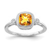 Lex & Lu 14k White Gold Citrine and Diamond Ring LAL3804 - Lex & Lu