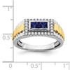 Lex & Lu 14k Two-tone Gold (w&y) Sapphire & Diamond Men's Ring - 2 - Lex & Lu