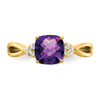 Lex & Lu 10k Yellow Gold Amethyst and Diamond Ring LAL3825 - 6 - Lex & Lu