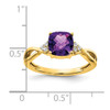 Lex & Lu 14k Yellow Gold Amethyst and Diamond Ring LAL3826 - 3 - Lex & Lu