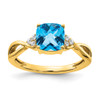 Lex & Lu 10k Yellow Gold Blue Topaz and Diamond Ring LAL3828 - Lex & Lu
