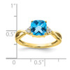 Lex & Lu 10k Yellow Gold Blue Topaz and Diamond Ring LAL3828 - 2 - Lex & Lu