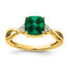 Lex & Lu 10k Yellow Gold Created Emerald and Diamond Ring - Lex & Lu