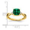 Lex & Lu 14k Yellow Gold Created Emerald and Diamond Ring LAL3831 - 2 - Lex & Lu