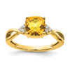 Lex & Lu 10k Yellow Gold Citrine and Diamond Ring LAL3832 - Lex & Lu