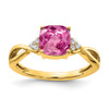 Lex & Lu 10k Yellow Gold Created Pink Sapphire and Diamond Ring - Lex & Lu