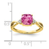 Lex & Lu 10k Yellow Gold Created Pink Sapphire and Diamond Ring - 2 - Lex & Lu