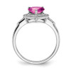 Lex & Lu 14k White Gold Created Pink Sapphire and Diamond Ring LAL3847 - 2 - Lex & Lu