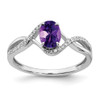 Lex & Lu 14k White Gold Amethyst and Diamond Ring LAL3854 - Lex & Lu