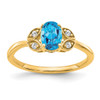 Lex & Lu 10k Yellow Gold Blue Topaz and Diamond Ring LAL3871 - Lex & Lu