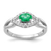 Lex & Lu 10k White Gold Diamond & Emerald Ring LAL3876 - Lex & Lu