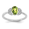 Lex & Lu 10k White Gold Peridot and Diamond Ring Size 7 LAL3880 - Lex & Lu