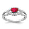 Lex & Lu 10k White Gold Diamond & Ruby Ring LAL3884 - Lex & Lu