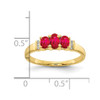 Lex & Lu 10k Yellow Gold Polished Triple Ruby and Diamond Ring - 3 - Lex & Lu