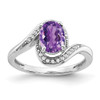 Lex & Lu 14k White Gold Amethyst and Diamond Ring LAL3899 - Lex & Lu