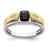 Lex & Lu 14k Two-tone Gold (w&y) Onyx & Diamond Men's Ring LAL3904 - Lex & Lu