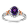 Lex & Lu 14k White & Rose Two-tone Gold Accent Amethyst and Diamond Ring - Lex & Lu