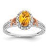 Lex & Lu 14k White & Rose Two-tone Gold Accent Citrine and Diamond Ring - Lex & Lu