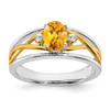 Lex & Lu 14k Two-tone Gold Citrine and Diamond Ring - Lex & Lu