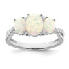Lex & Lu  14k White Gold Created Opal and Diamond Ring LAL3916 - Lex & Lu