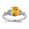 Lex & Lu 14k White Gold Citrine and Diamond Ring LAL3985 - Lex & Lu