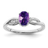 Lex & Lu 14k White Gold Amethyst and Diamond Ring LAL3988 - Lex & Lu