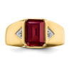 Lex & Lu 14k Yellow Gold Created Ruby & Diamond Men's Ring LAL3994 - 5 - Lex & Lu